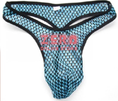 Black and Aqua Semi See Through Men's Thong