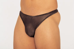 See thru fish net thong.
